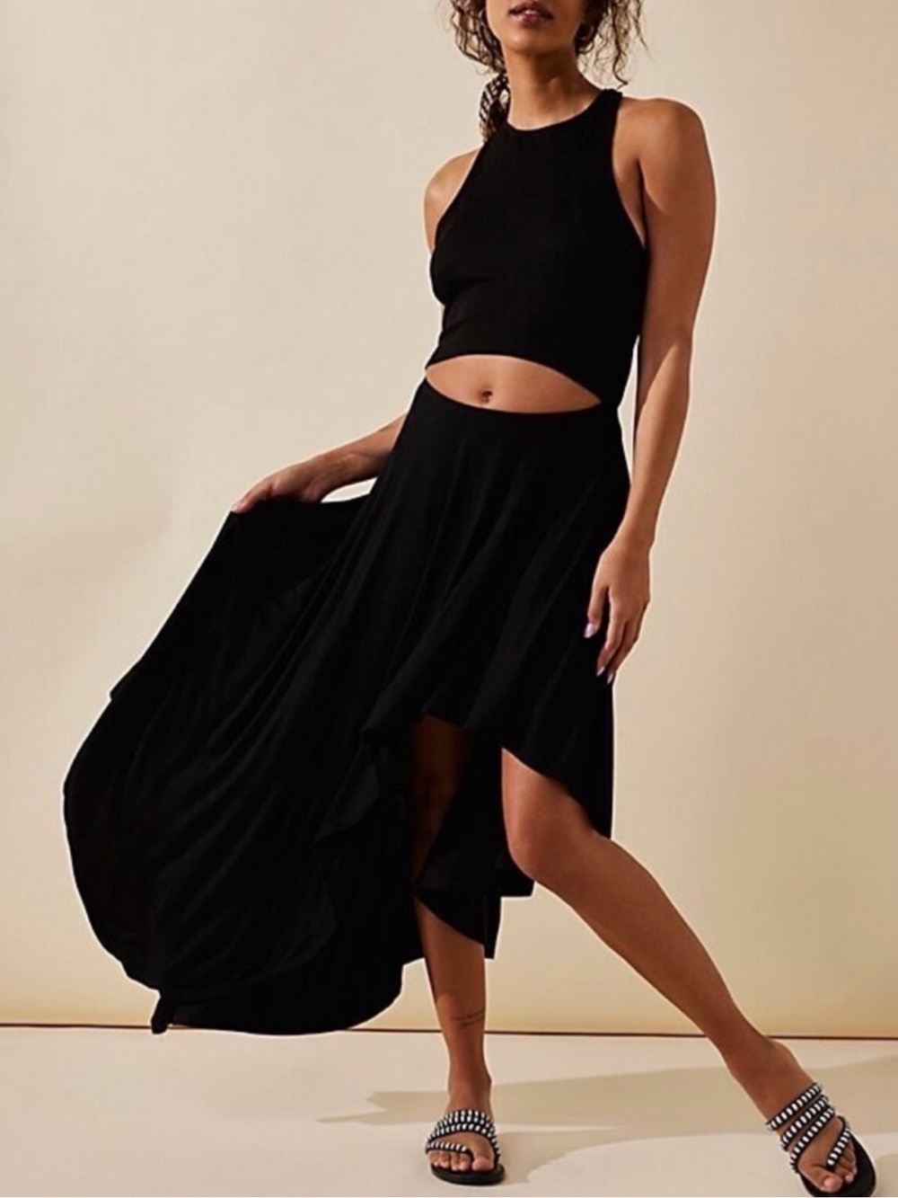 Free People Beach Bethany Midi Dress | Black | Medium | NWOT